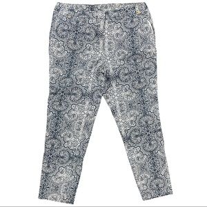 Anne Klein high rise capris size 10 women’s medallion pattern gold accents blue